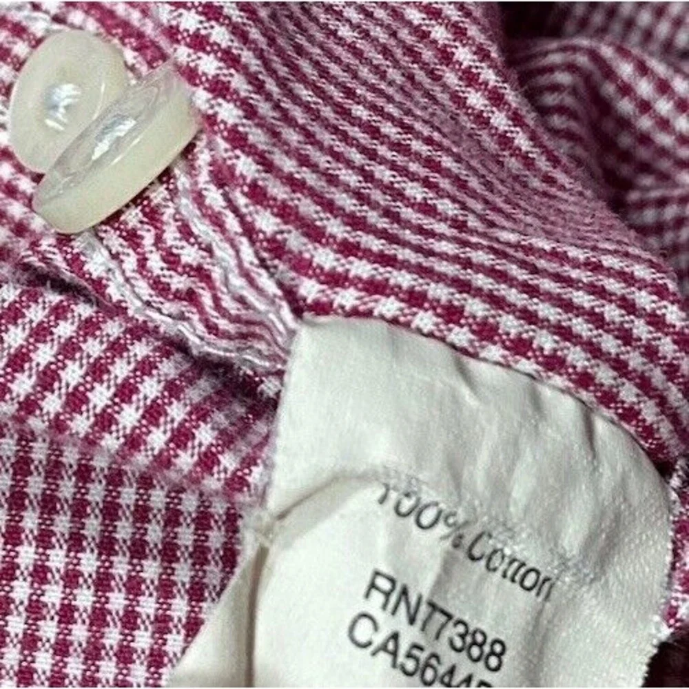 J Crew Shirt Mens XL Red White Button Down Mini Gingham Check Plaid Long Sleeve